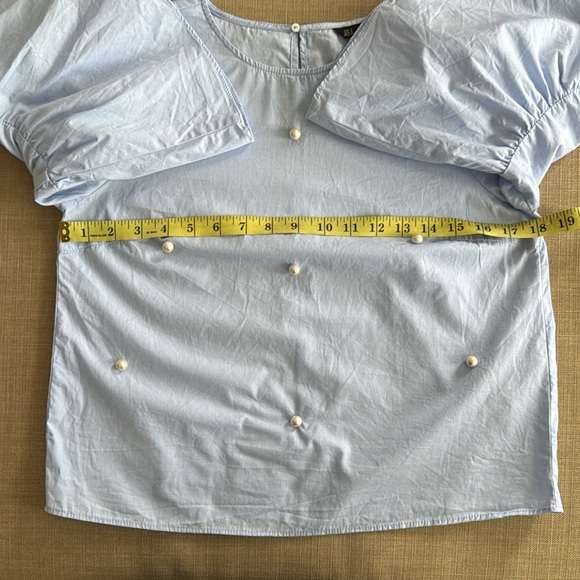 Zara Pearl Embellished Blouse Bell Sleeve Women's - Picture 7 of 8